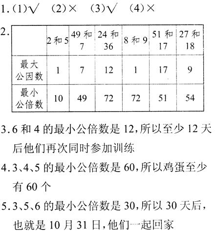 五年级下册数学长江全能学案第4章·练习十七1